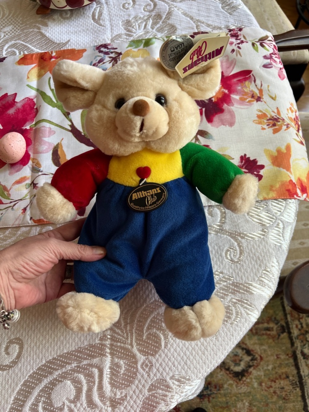 Vintage Aurora Plush Bear in Colorblock Outfit